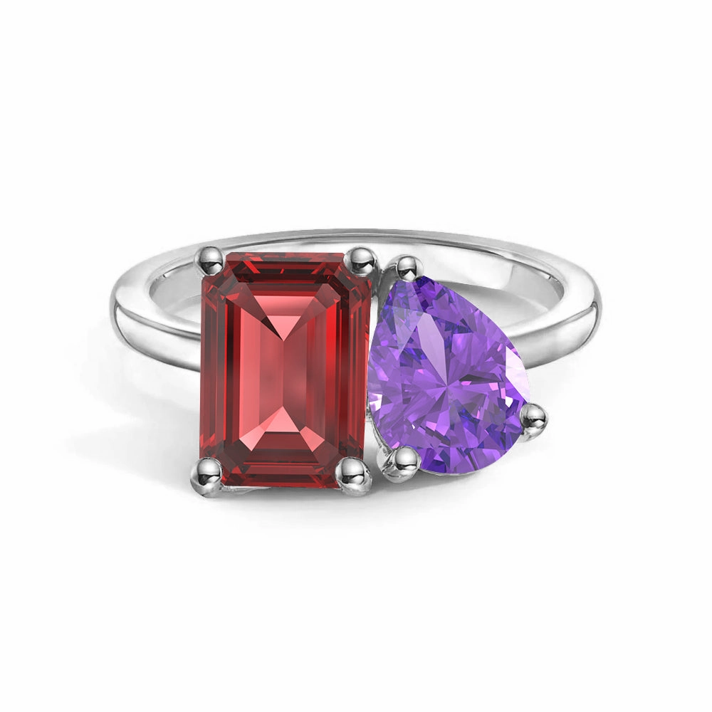 Toi et Moi Personalized Ruby Birthstone Anniversary Ring Timeless Impression