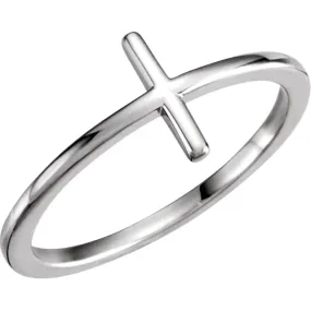 Luxury Bauble Personal Piece 14K White Sideways Cross Ring