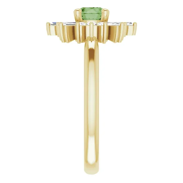 Iconic Style Statement Touch 14K Yellow 5 mm Round Green Tourmaline & 3/8 CTW Diamond Ring