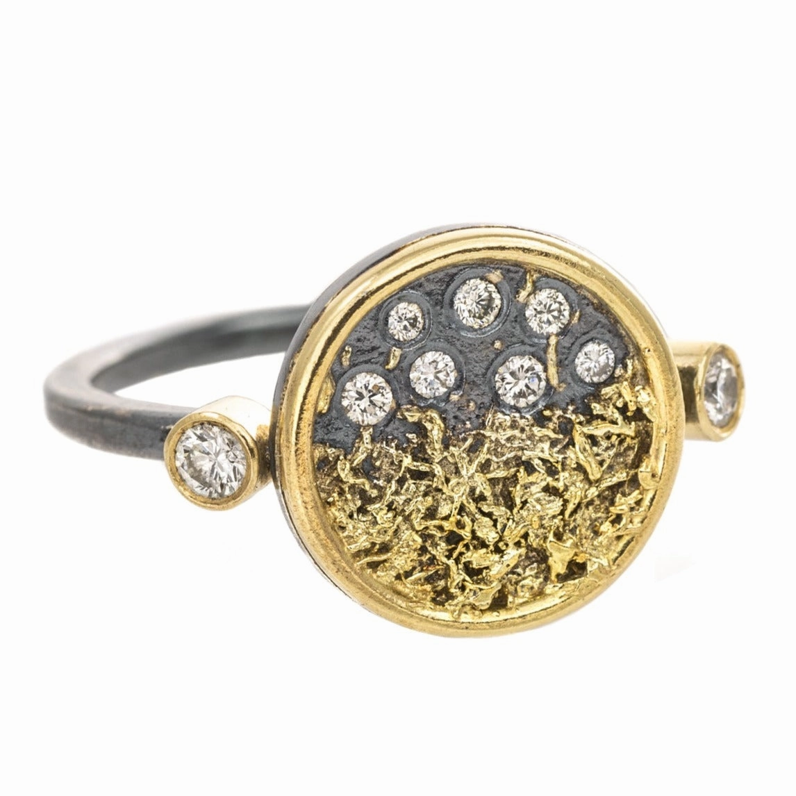 Trendy Finish Traveler??s Coin Ring - 22k/18k Gold   Reclaimed Diamonds