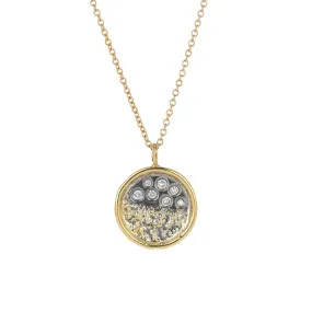 Traveler??s Coin Necklace - 22k/18k Gold, Oxidized Silver   Reclaimed Diamonds Bright Detail