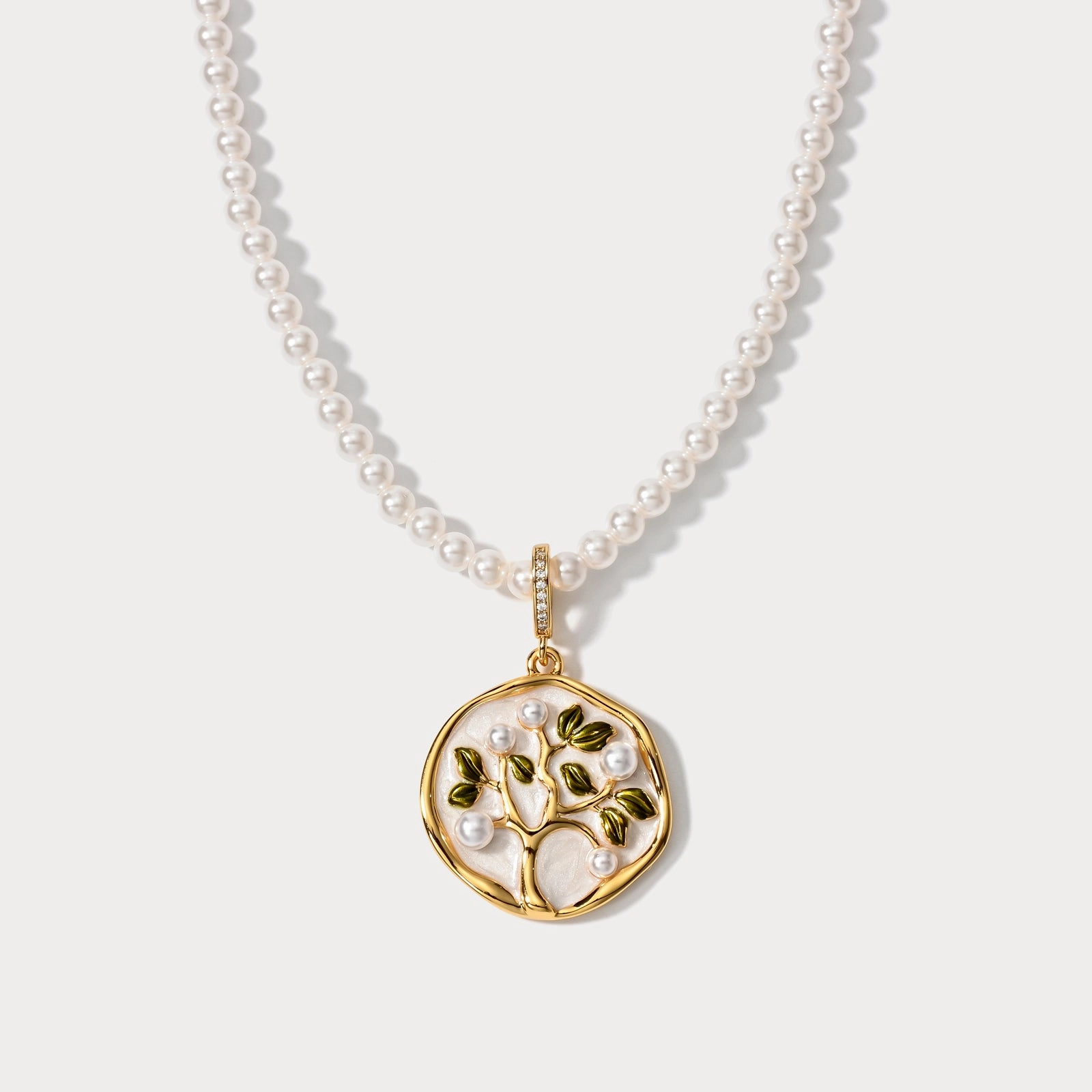 Tree of Life Pearl Necklace Autumn Glow