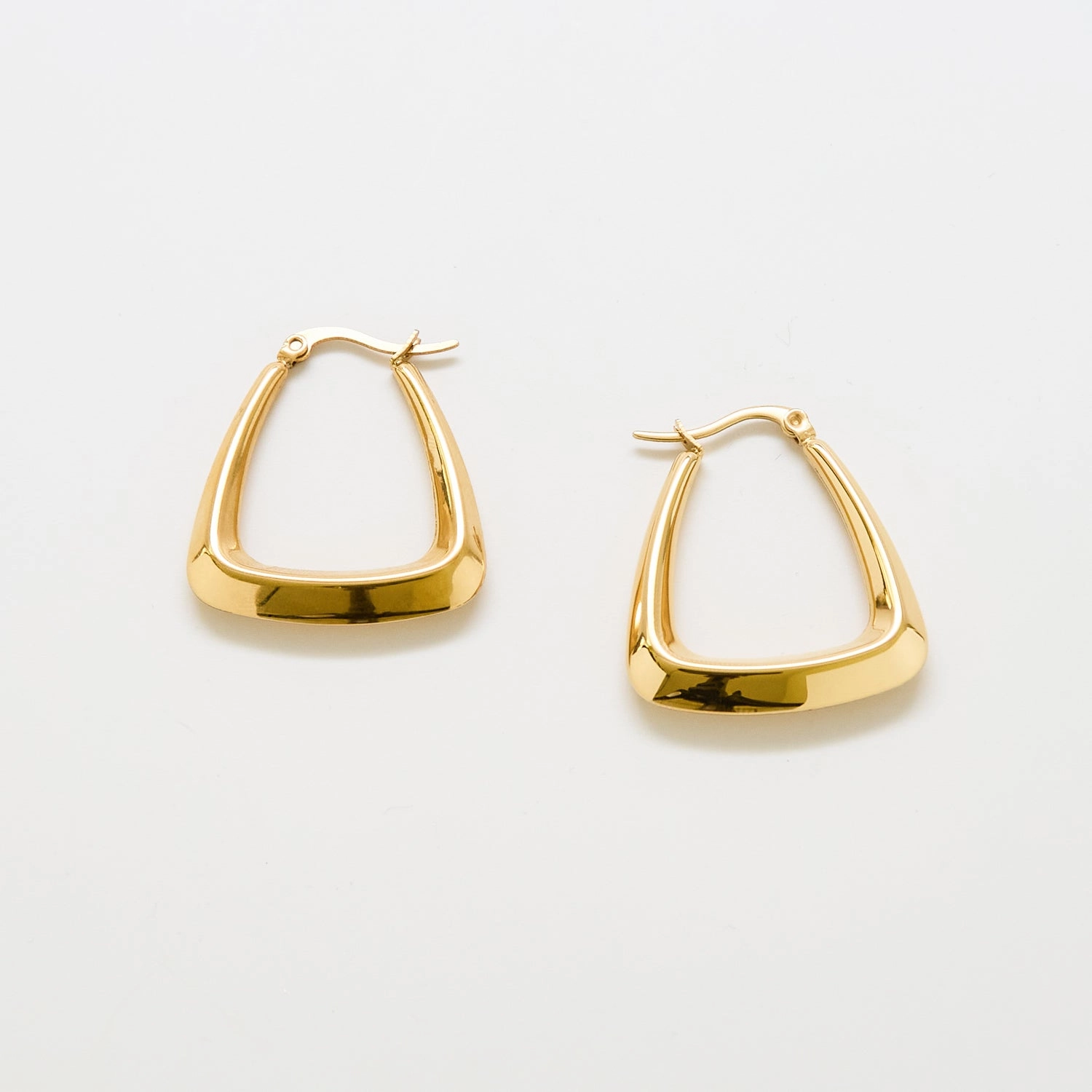 Medium Gold Triangle Hoop Earrings Modern Line