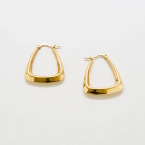 Medium Gold Triangle Hoop Earrings Modern Line