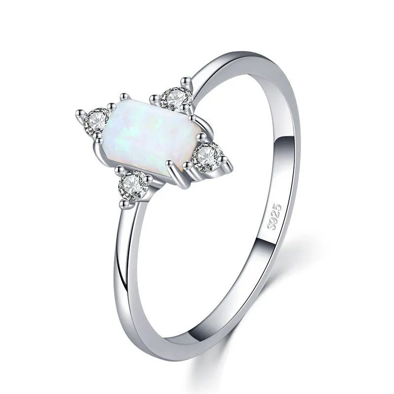 925 Sterling Silver Colored Opal Ring Perfect Accent