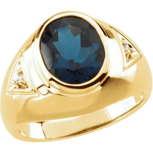 Men's London Blue Topaz & Diamond Ring Fresh Style Memorable Accessory