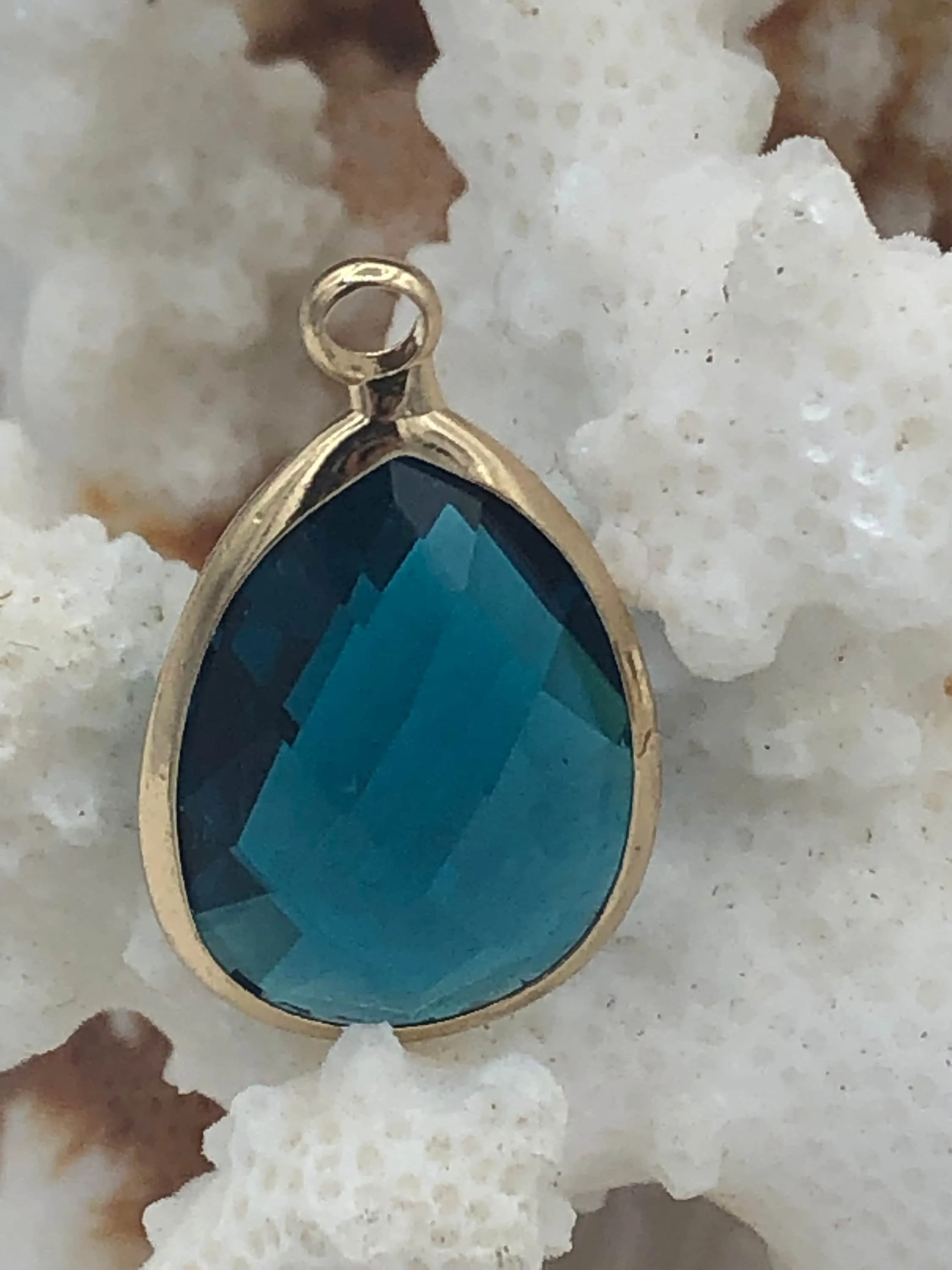 Crystal Gold Soldered Pendants and charms. Teardrop, Oval connector, Soldered Crystal Charms 5 Colors,  Fast Ship Trend Detail