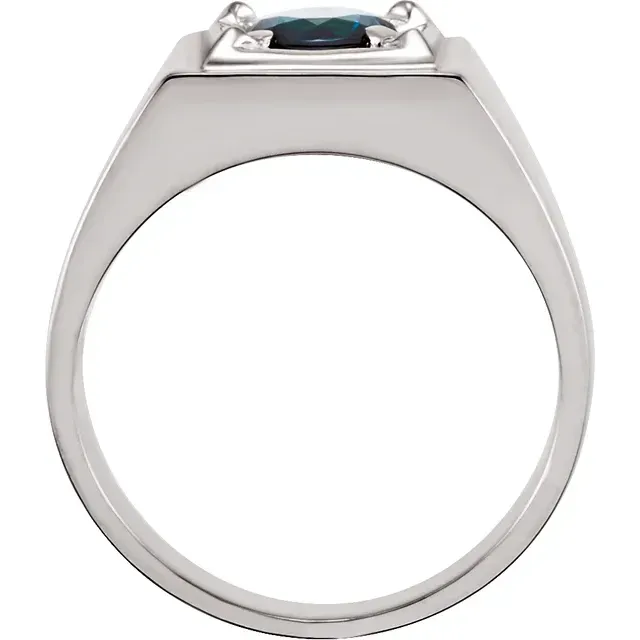 14K White Blue Sapphire Illusion Ring Minimal Look Artistic Product