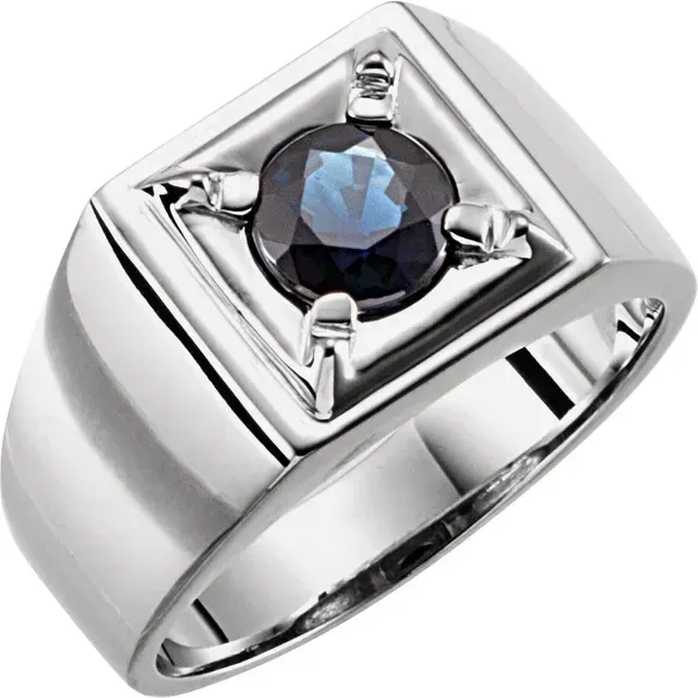 14K White Blue Sapphire Illusion Ring Wipe Clean Modern Finish