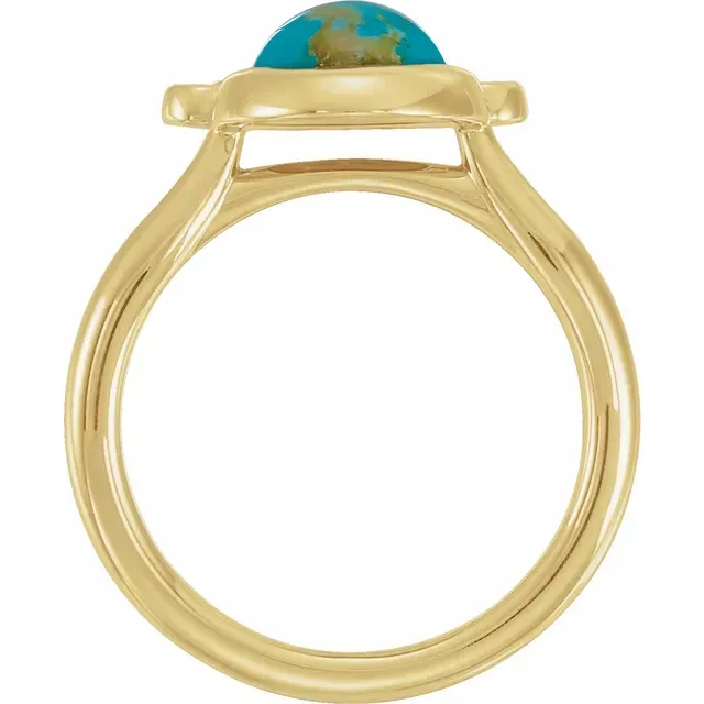 14K Yellow Kingman Turquoise & 1/8 CTW Diamond Ring Custom Bauble Artistic Token