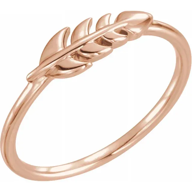 Convenient Look Trendy Jewelry 14K Rose Leaf Ring