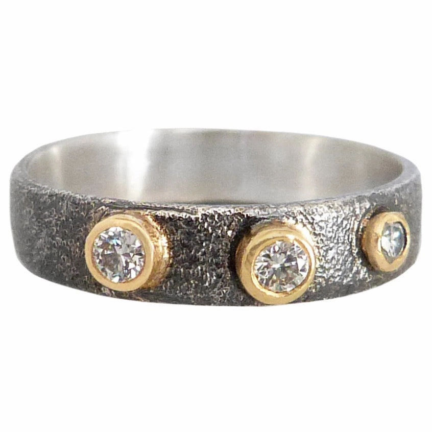 Black   Gold Terra Band - 18k Gold, Oxidized Silver   Reclaimed Diamonds Personal Product