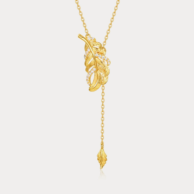 Leaf Lariat Necklace Premium Present