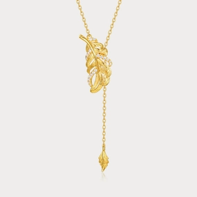 Leaf Lariat Necklace Premium Present