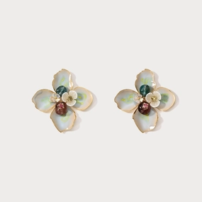 Flowers Stud Earrings Glittery Adornment
