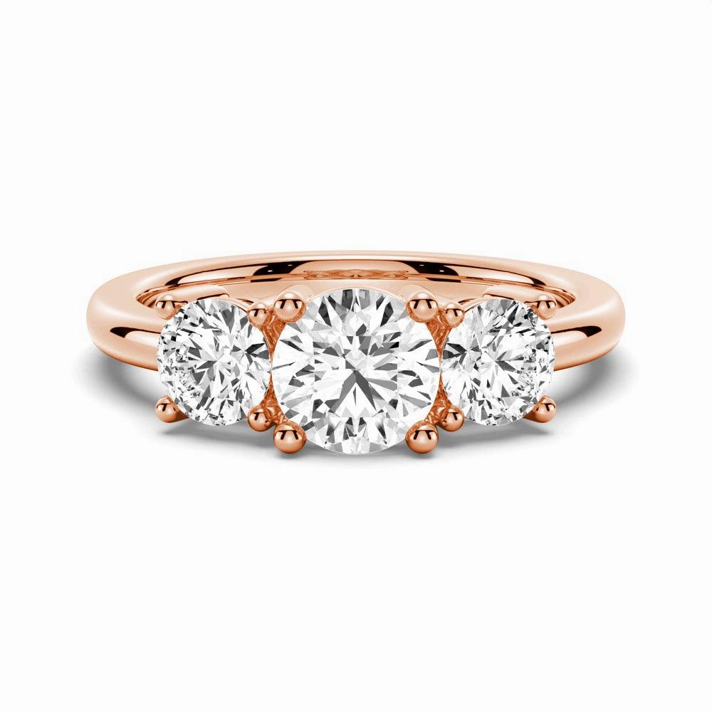 Muted Elegance 3 Stone Shared Prong Set Moissanite Anniversary Band