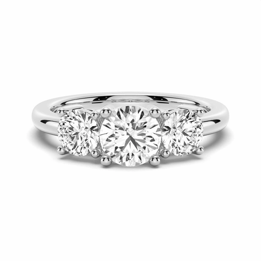 3 Stone Shared Prong Set Moissanite Anniversary Band Elegant Details Soft Materials