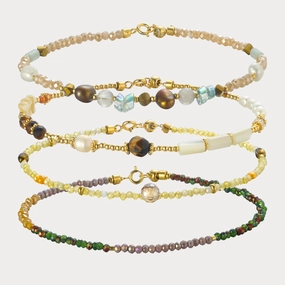 Colorful Natural Stone Beaded Anklet Set Handmade Glam