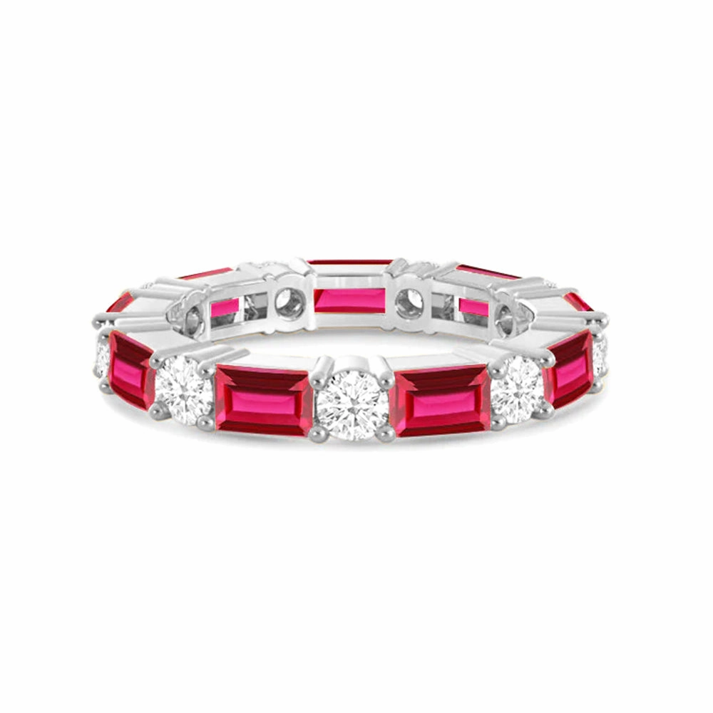 Sleek Finish Contemporary Design Timeless Created Ruby and Lab Grown Diamond Eternity Band