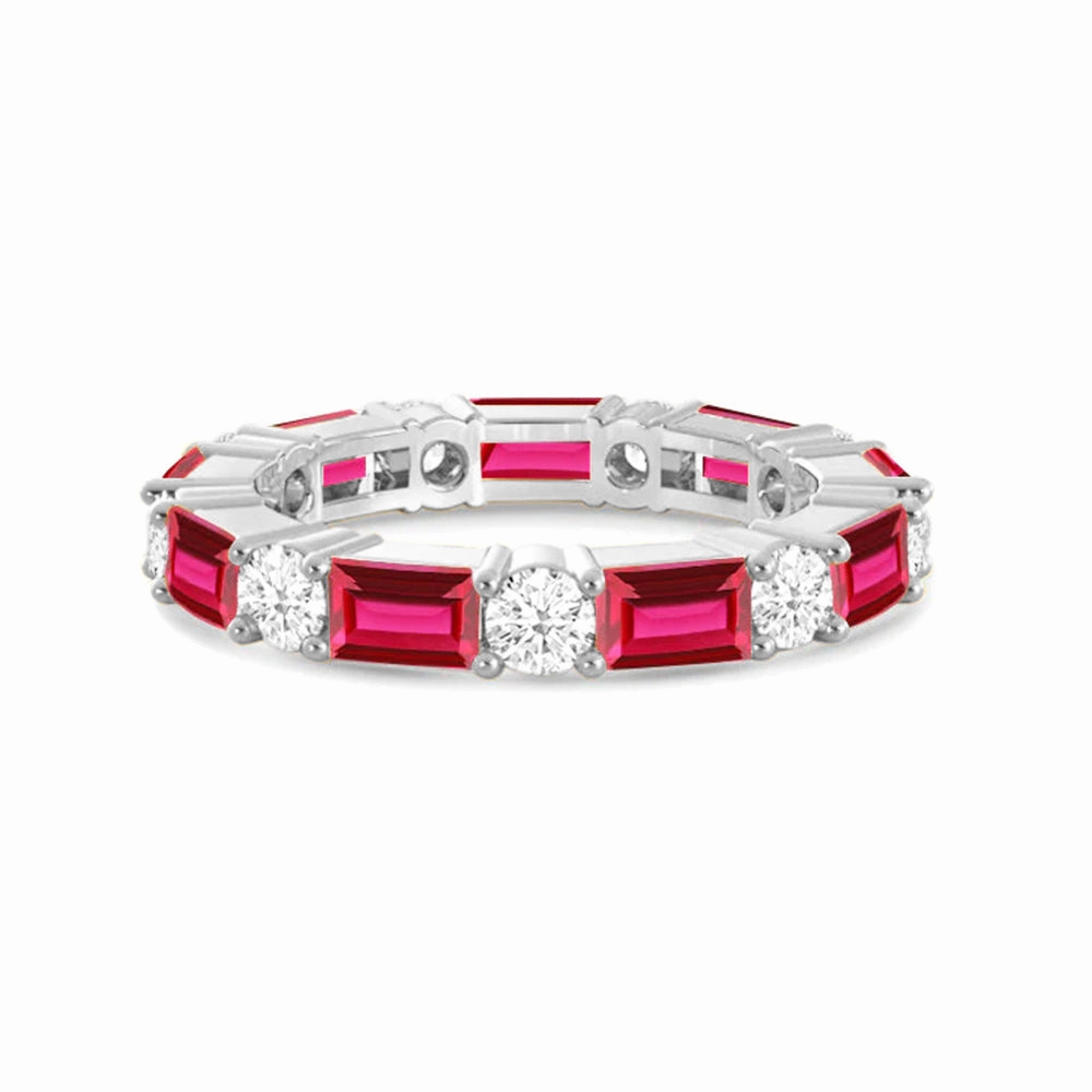 Timeless Created Ruby and Lab Grown Diamond Eternity Band Opulent Look Simple Layer