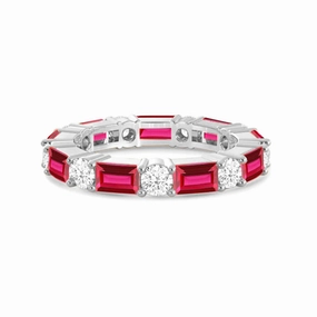 Sleek Finish Contemporary Design Timeless Created Ruby and Lab Grown Diamond Eternity Band