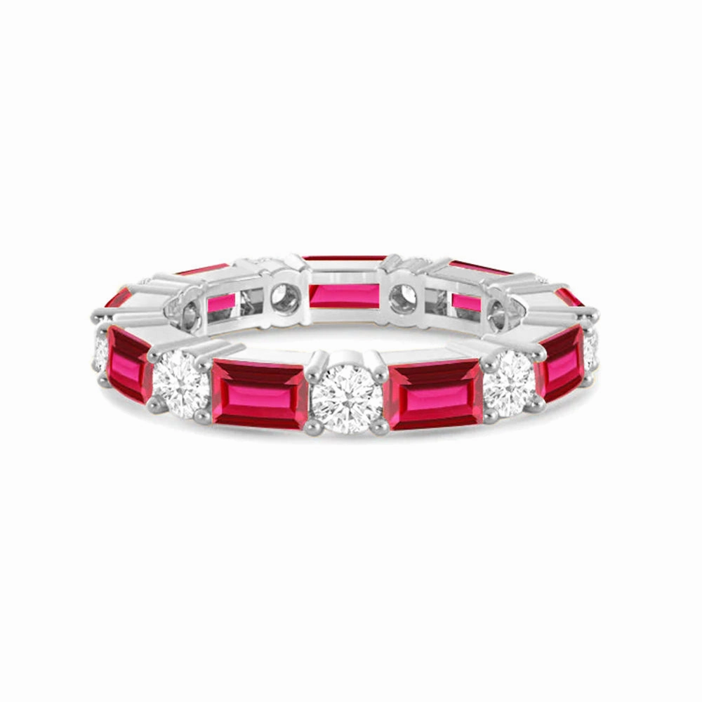 Timeless Created Ruby and Lab Grown Diamond Eternity Band Trendy Appeal
