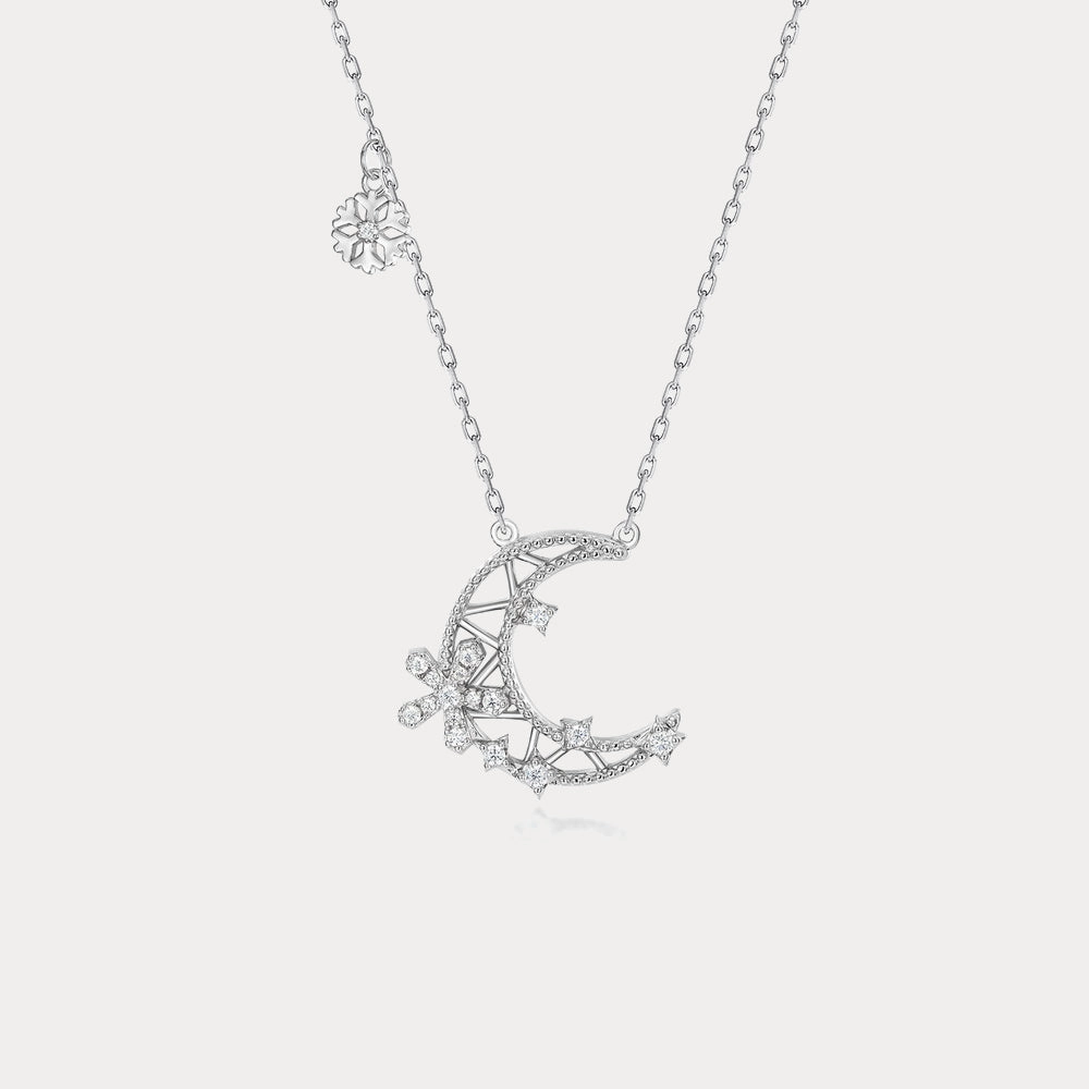 Snowflake Moon Necklace Exquisite detail Classic Detail
