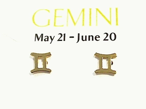 Gold Plated Sterling Gemini Zodiac Earrings Radiant Design Triangular Accent