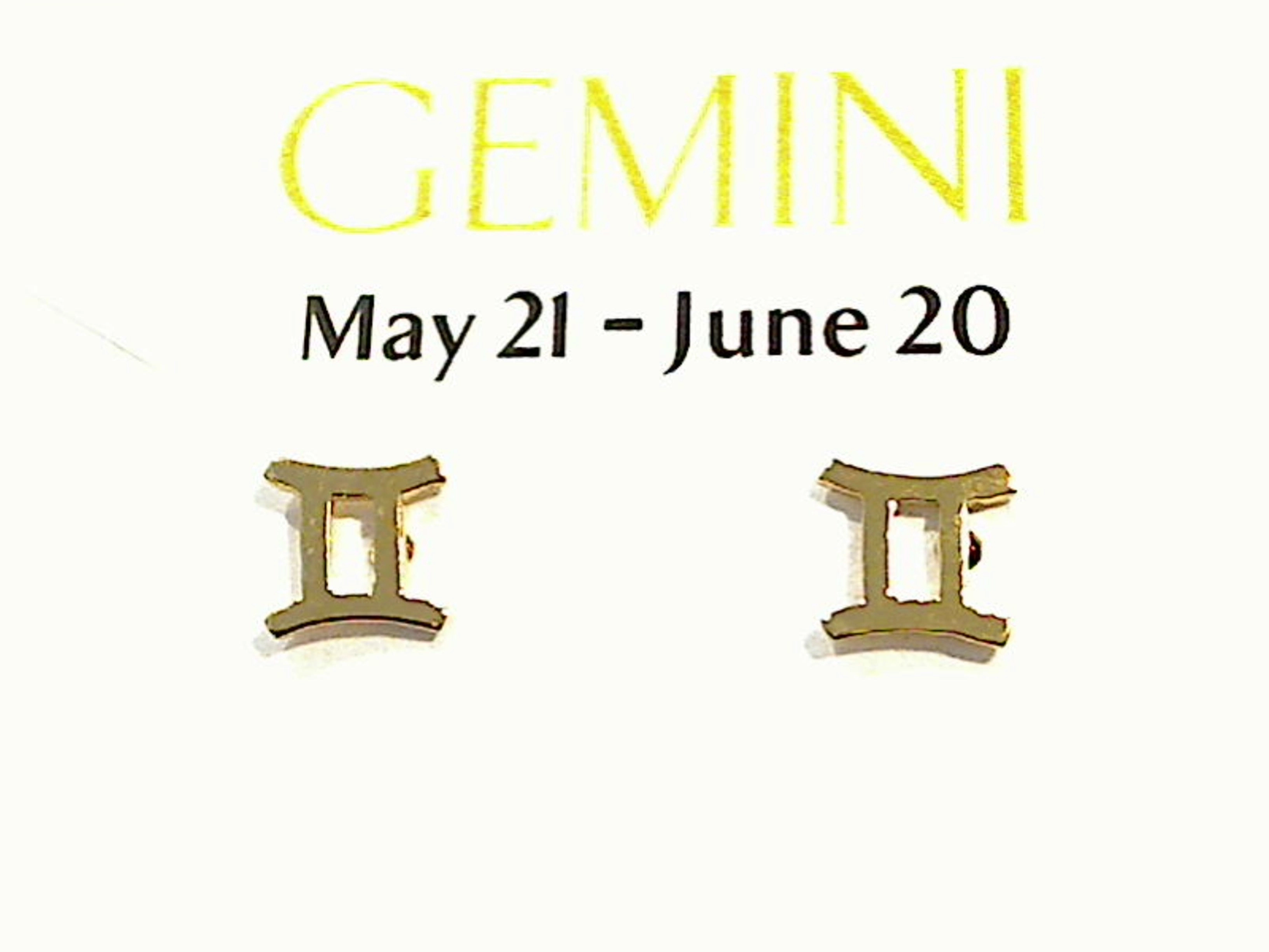 Gold Plated Sterling Gemini Zodiac Earrings Radiant Design Triangular Accent