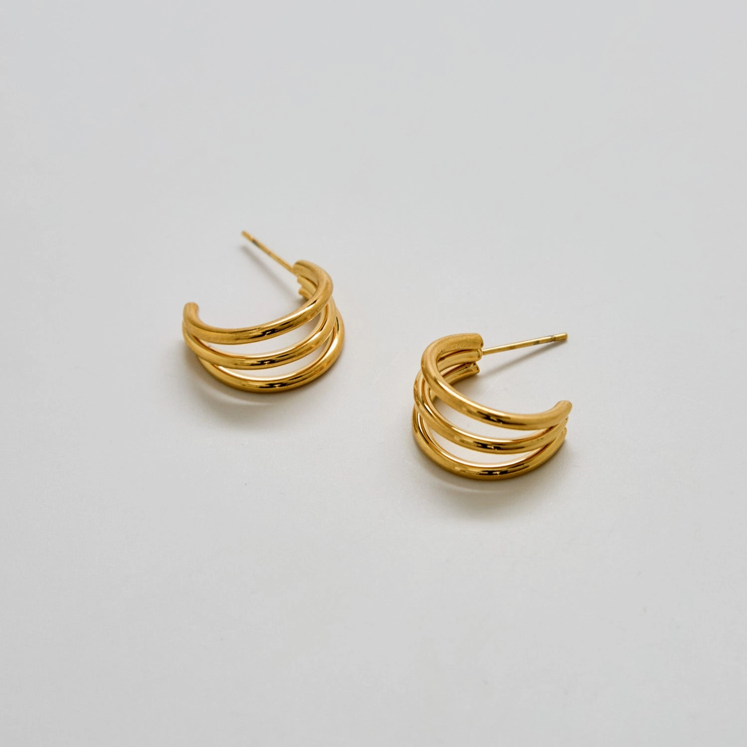 Outdoor Event Modern Accessories Triple Arc Gold Hoop Earrings