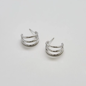Triple Arc Silver Hoop Earrings Effortless Look