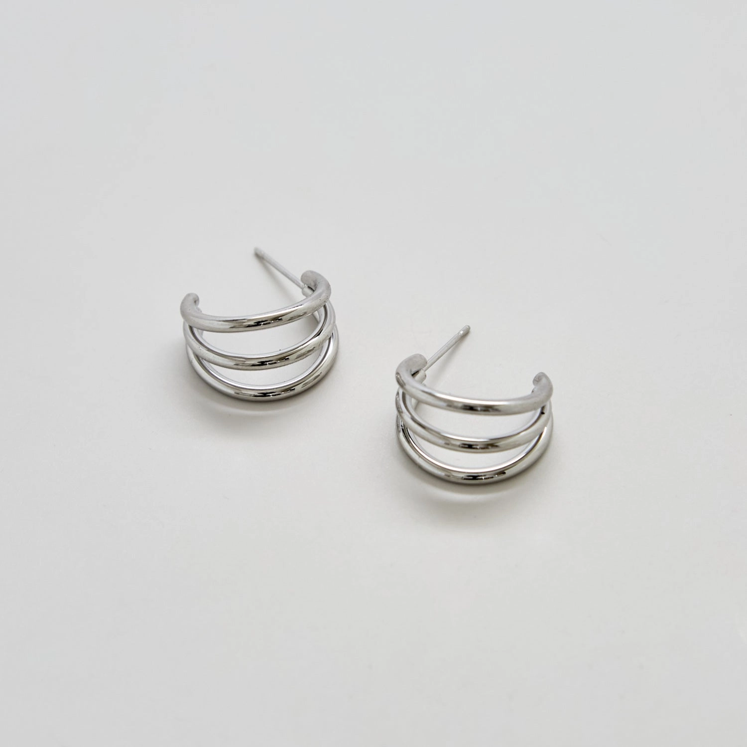 Triple Arc Silver Hoop Earrings Effortless Look