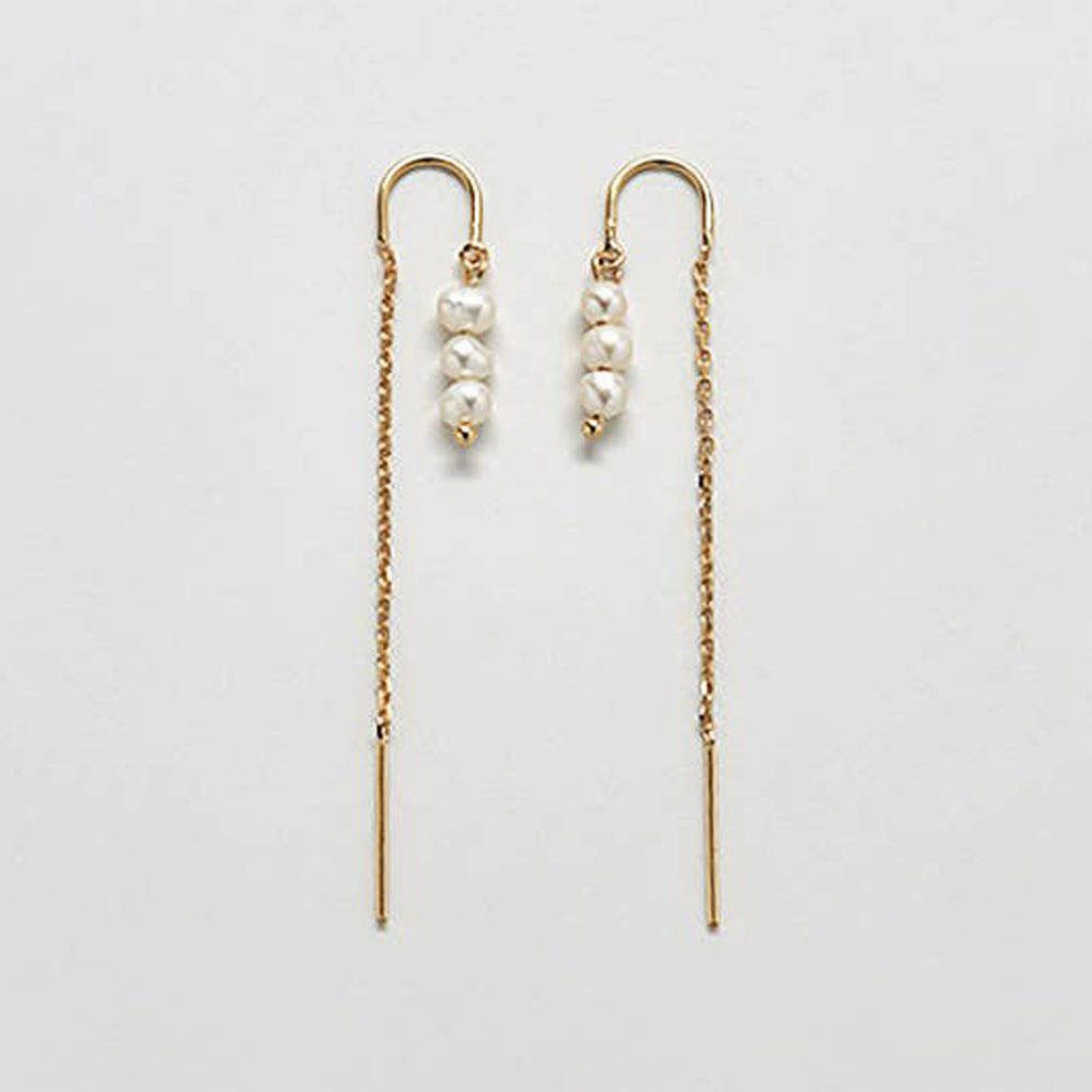 Triple Pearl Drop Threader Earrings spring fashion Impeccable Finish