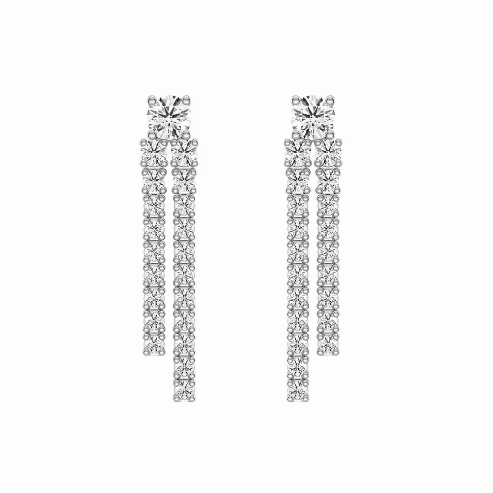 Glam Light Dynamic Stud Earrings with Tremble Diamond Fringe Drops