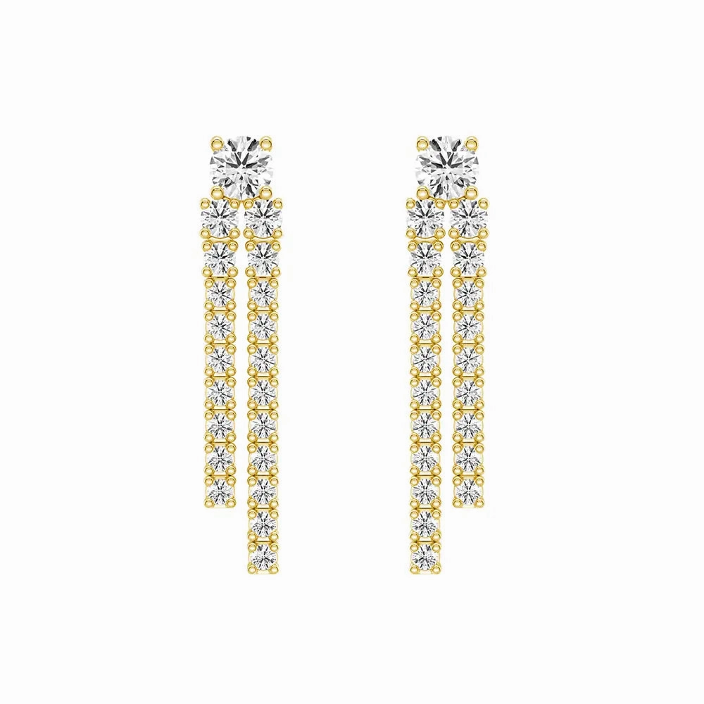 Distinct Accent Dynamic Stud Earrings with Tremble Diamond Fringe Drops