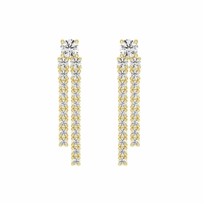 Dynamic Stud Earrings with Tremble Diamond Fringe Drops Versatile Design