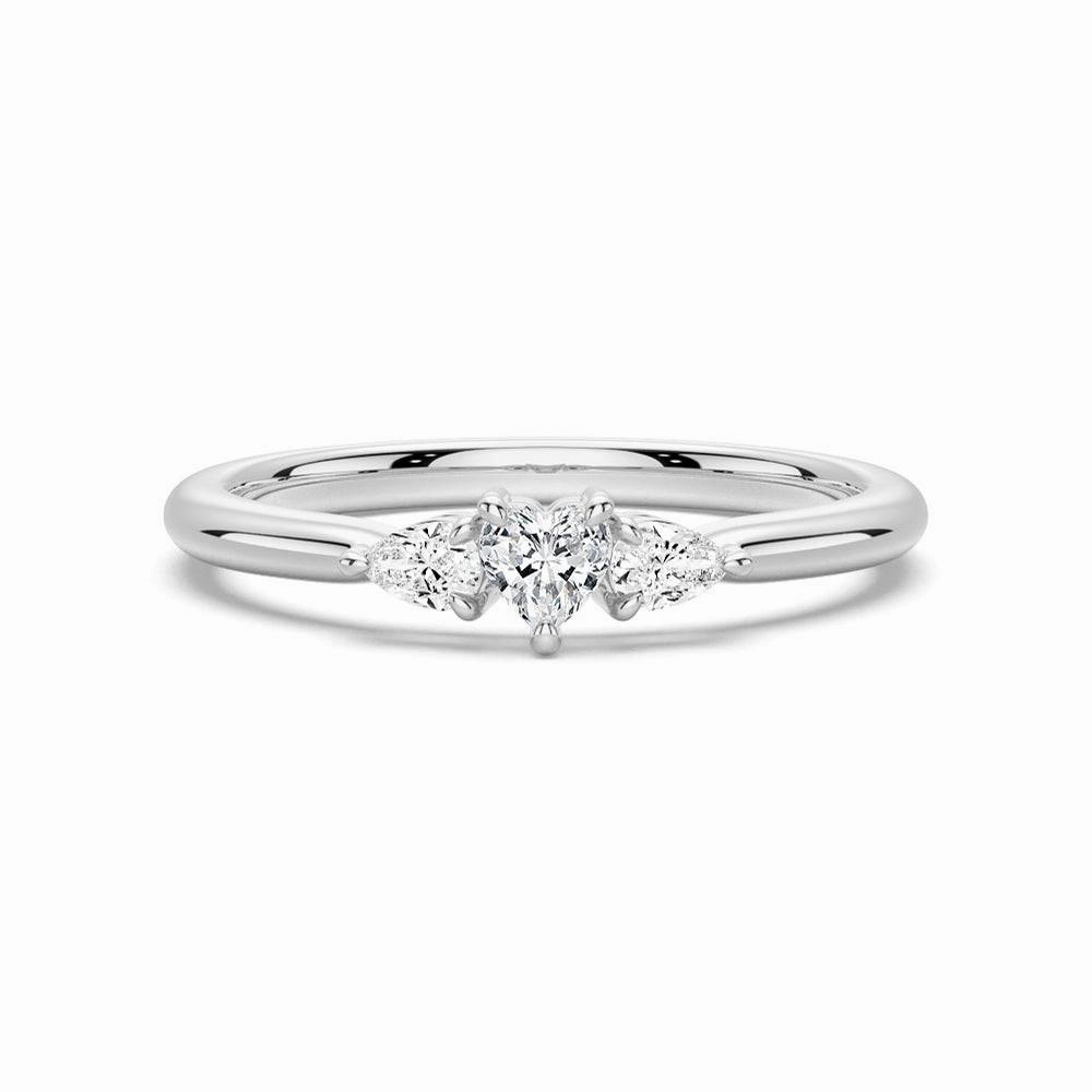 Stylish Vibe True Love Heart and Pear Lab Grown Diamond Promise Ring