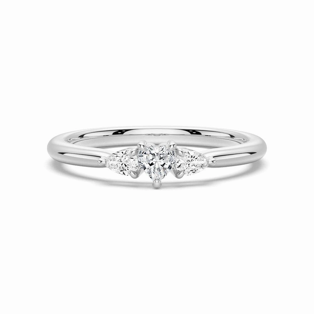 Timeless Form Iconic Style True Love Heart and Pear Lab Grown Diamond Promise Ring