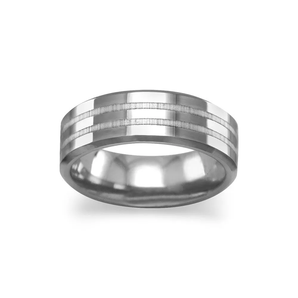 Bold Layering Bold piece Tungsten Carbide Mens Band Ring Comfort Fit Lined Design 6.5mm