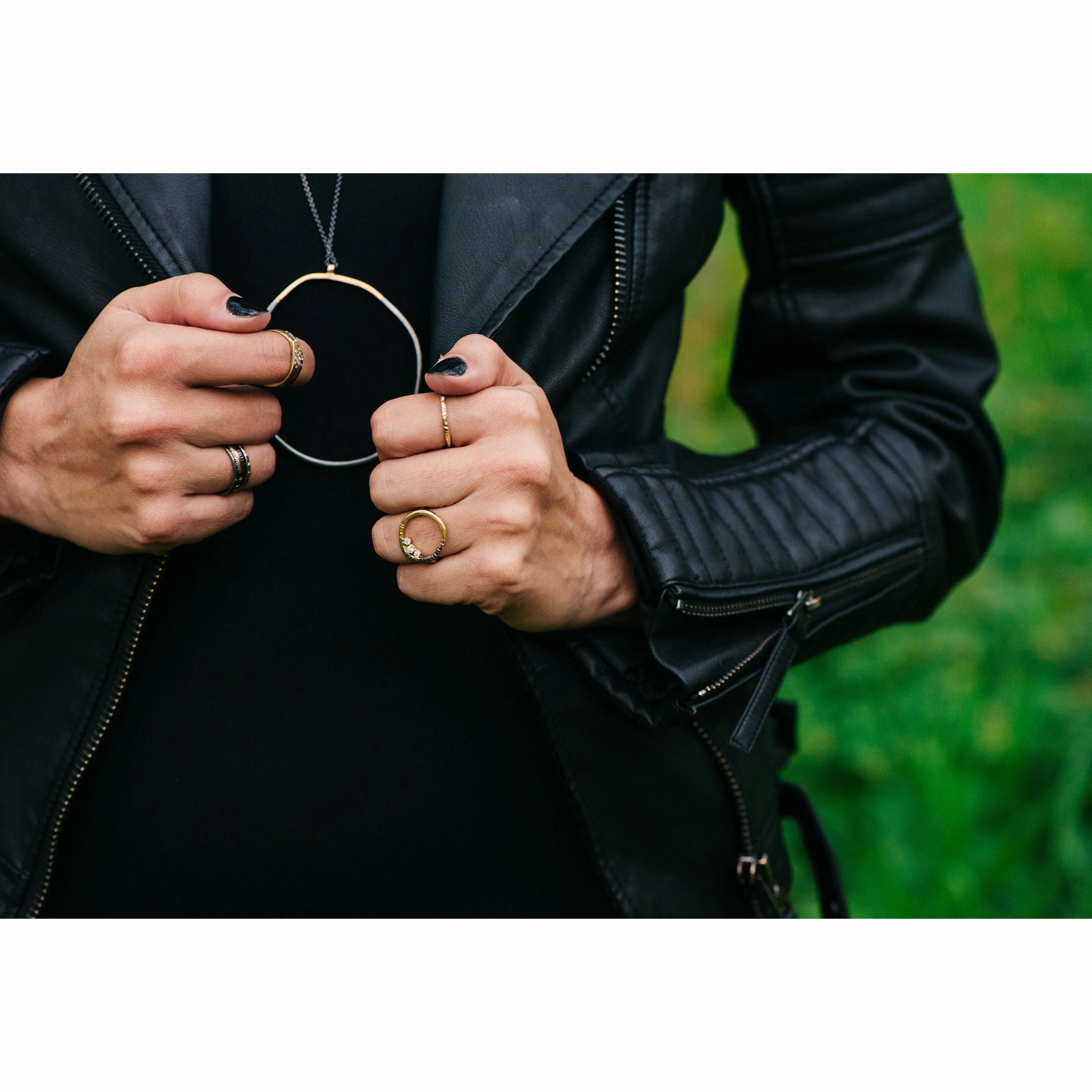 Chic Style Timeless Gems Turning Aspen Ring- 18ky Gold, 14kpw Gold, Oxidized Silver   Reclaimed Diamonds