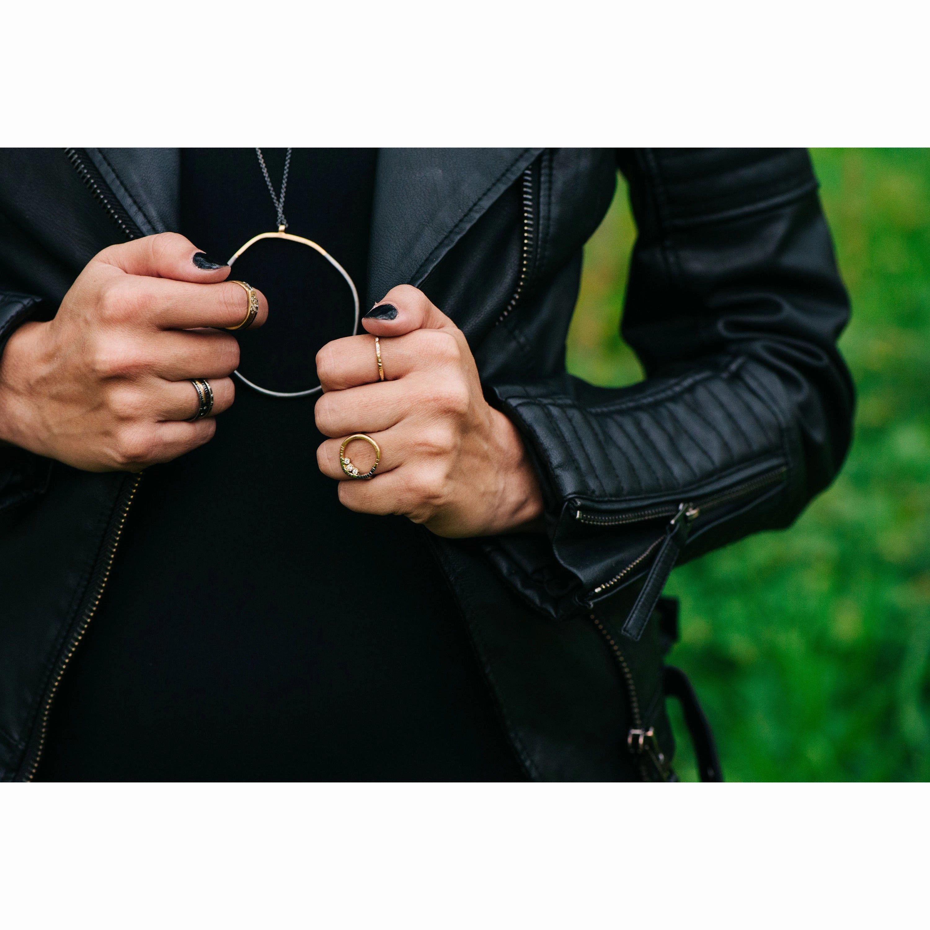 Nature Inspired Turning Aspen Ring- 18ky Gold, 14kpw Gold, Oxidized Silver   Reclaimed Diamonds