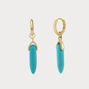 Turquoise Drop Earrings Curved Item Vintage Aesthetic