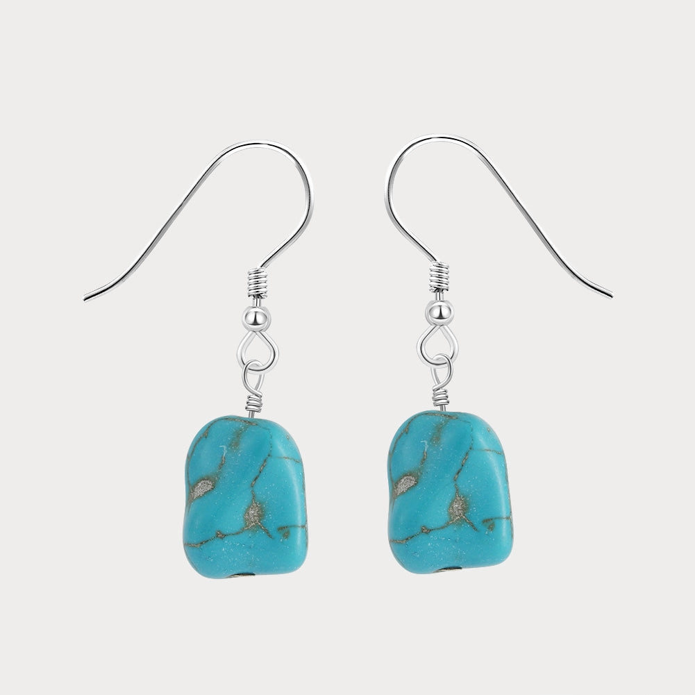 Statement Feature Chic Fusion Turquoise Gemstone Drop Earrings