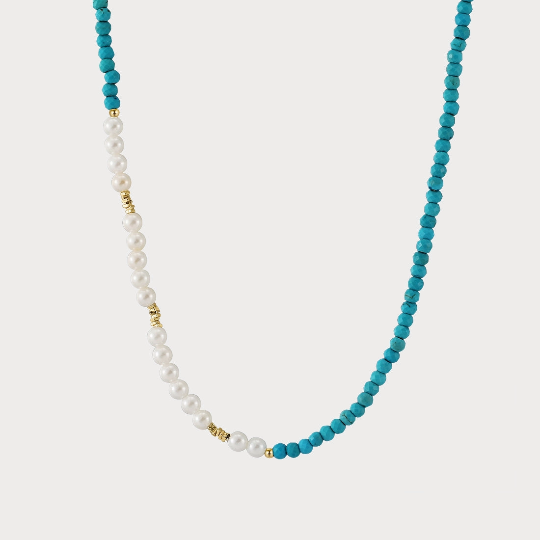 Shiny Gems Turquoise Pearl Seed Bead Necklace