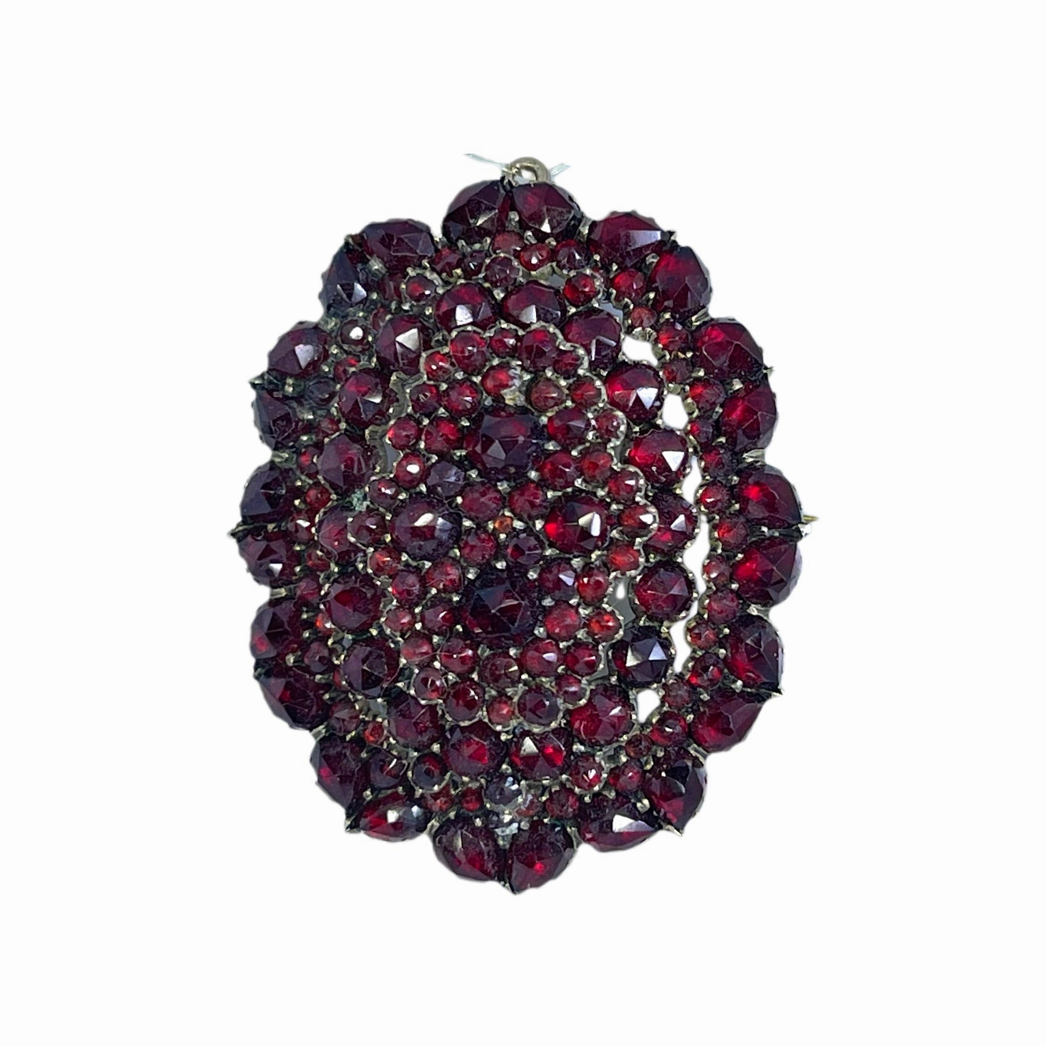 Antique Garnet Brooch or Pendant in 9K Rose Gold. Perfect Wedding Day Jewelry. January Birthstone. Dazzling Charm Radiant Pieces