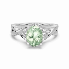 Twisted Halo Mint-Green Sapphire Ring with Milgrain Accents Perfect Match