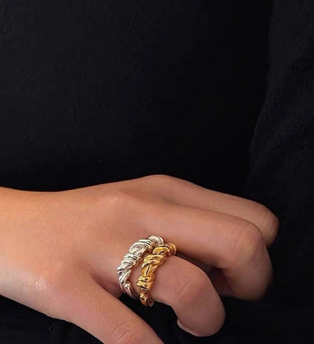 Rich Texture Twisted Rope Knot Ring