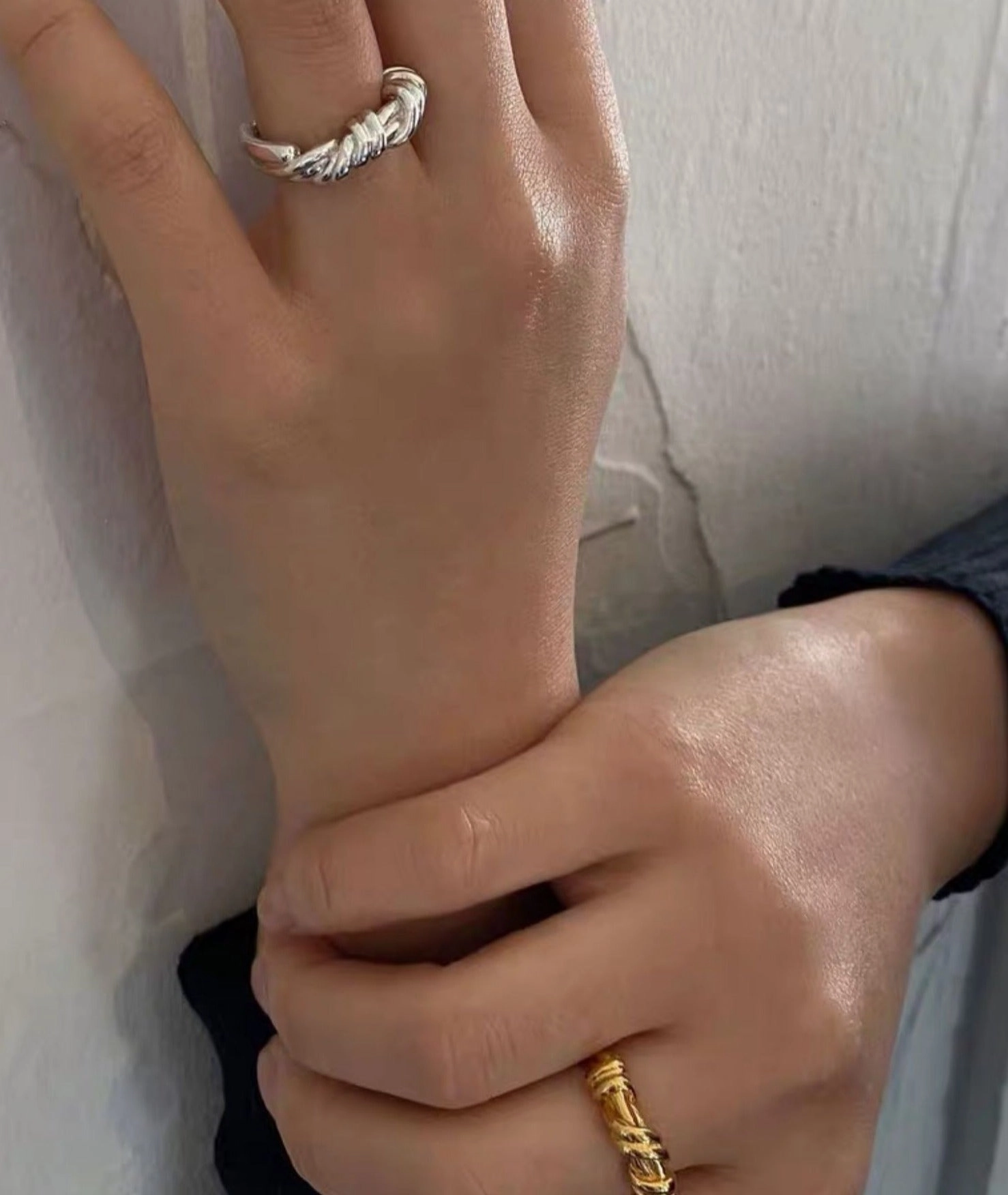 Smooth Glow Feminine Finish Twisted Rope Knot Ring