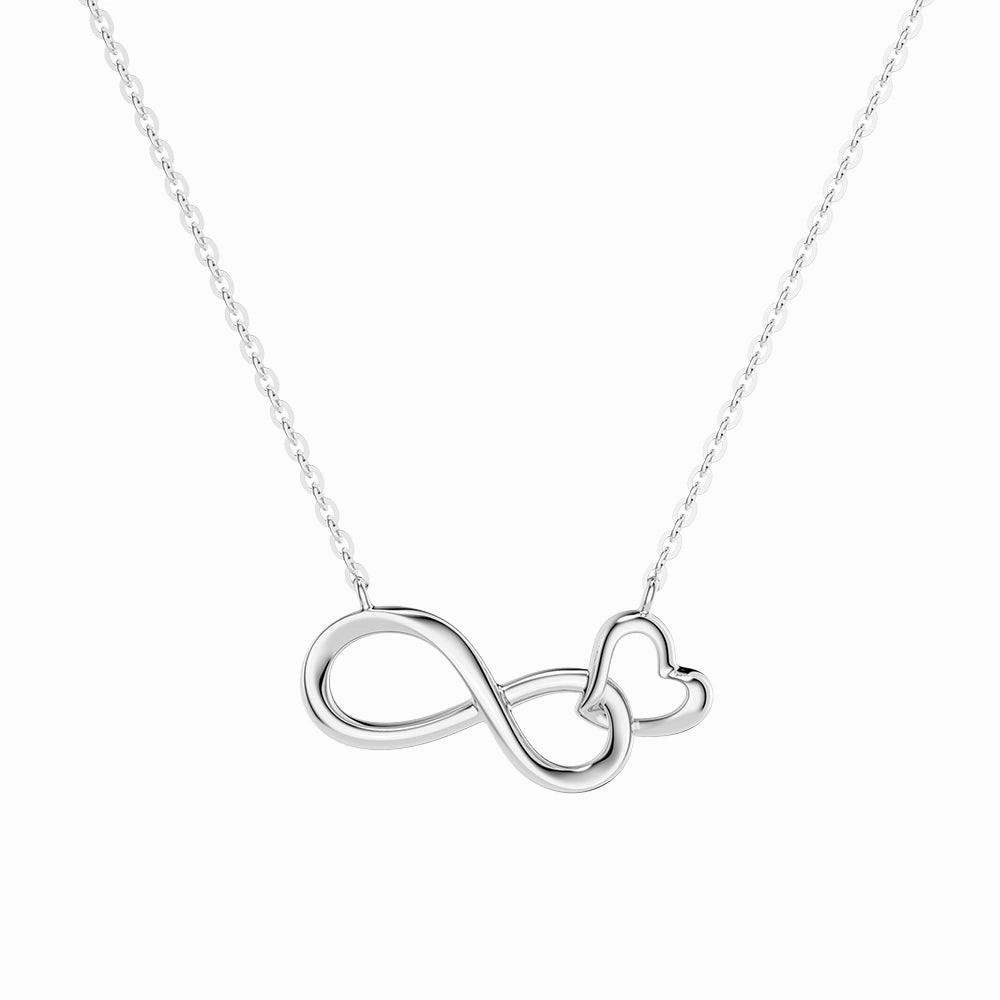 Two Tone "Infinite Love" Heart Link Infinity Necklace Shaped Precision Statement Ready