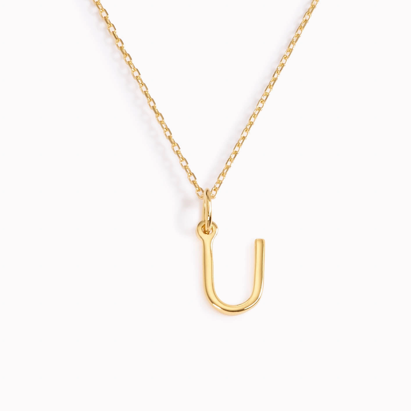 U Necklace / Gold Initial Necklace Signature Charm Daily Details